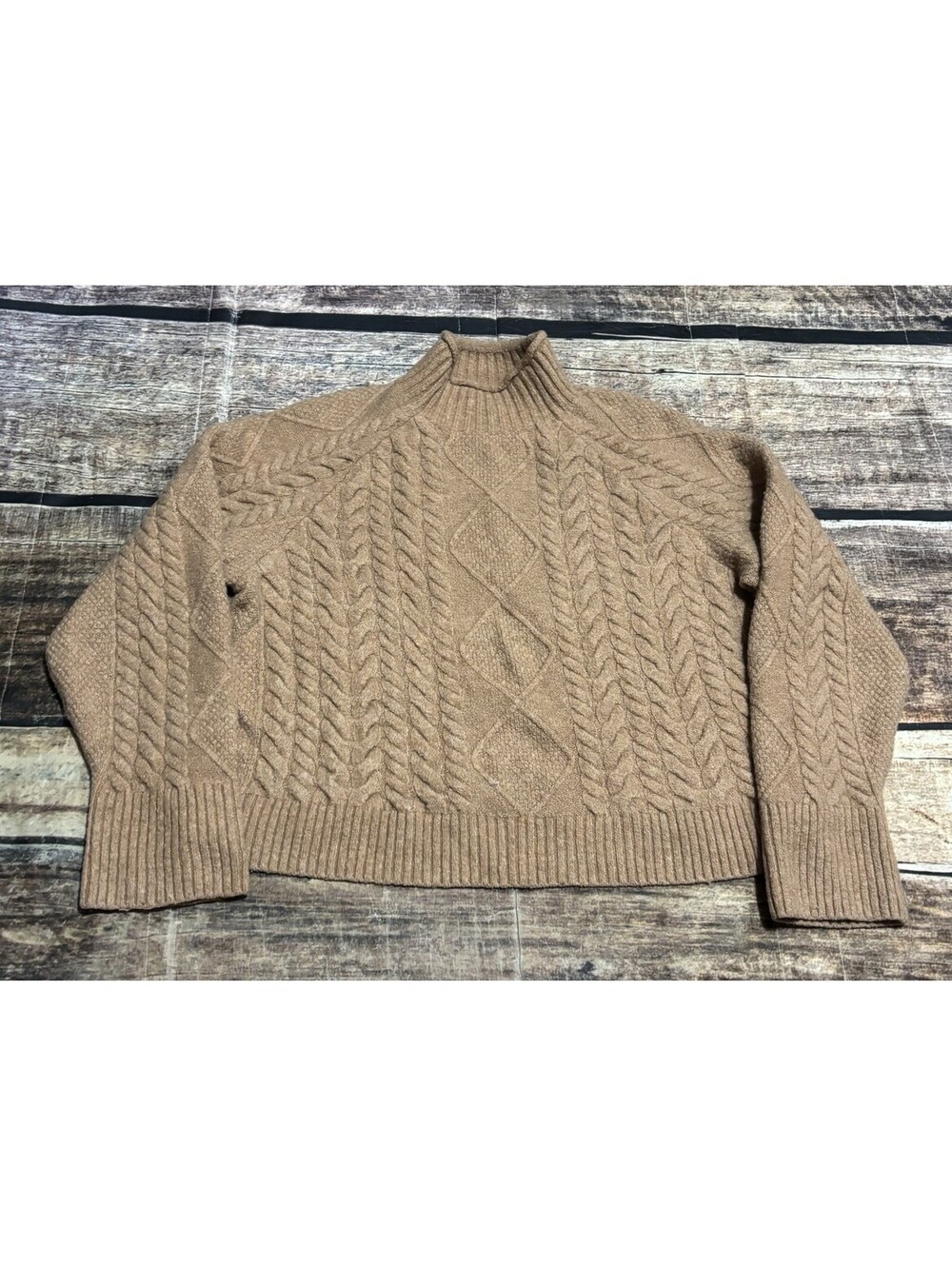 J Crew Sweater Womens XS Merino Wool Alpaca Fisherman Cable Knit Oversized